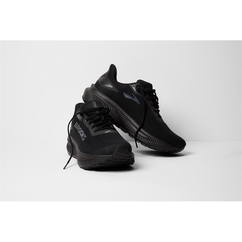 Vodoodporne moške cestne tekaške superge Brooks Ghost 18 GTX z membrano GORE‑TEX Invisible Fit, mehkim blaženjem DNA LOFT v3 in podplatom RoadTack za tek v dežju.