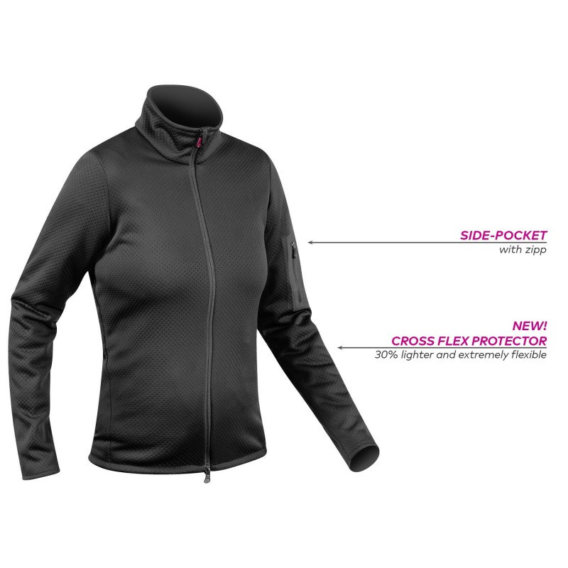 Odkrij popolno ravnovesje med zaščito in udobjem! Ženski midlayer KOMPERDELL Full Zip z vgrajenim CrossFlex ščitnikom za hrbet nudi najvišjo varnost (EN 1621-2), mehkobo in svobodo gibanja. Idealna izbira za smučanje in zimske avanture.