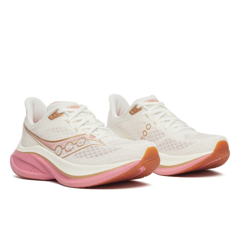 Saucony Endorphin Speed 5 so vrhunske ženske tekaške superge za hitrost, trening in tekmovanja. Najlonska plošča, PWRRUN PB blaženje in SPEEDROLL tehnologija za maksimalen odriv in osebne rekorde.