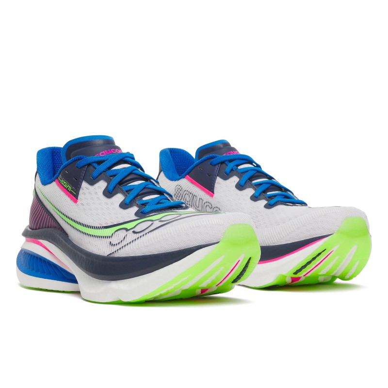 Odkrij moške tekaške superge Saucony Endorphin Azura – ultralahki tekaški copati s PWRRUN PB blaženjem, SPEEDROLL tehnologijo in vrhunskim oprijemom za hitre treninge in vsakodnevni tek.