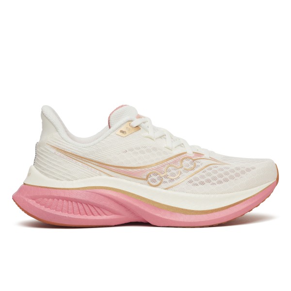 Saucony Endorphin Speed 5 so vrhunske ženske tekaške superge za hitrost, trening in tekmovanja. Najlonska plošča, PWRRUN PB blaženje in SPEEDROLL tehnologija za maksimalen odriv in osebne rekorde.