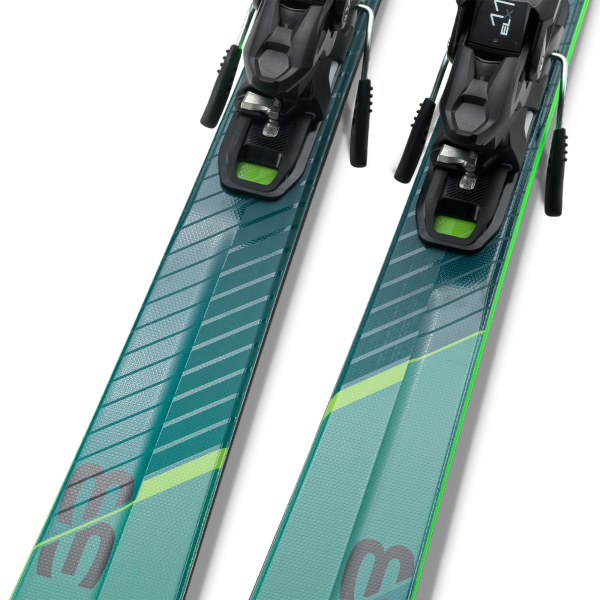 Vsestranske karving smuči Elan Primetime 33 25/26 s profilom Amphibio, tehnologijo PowerMatch in pripadajočimi vezmi EM 11.0 GW Fusion X.