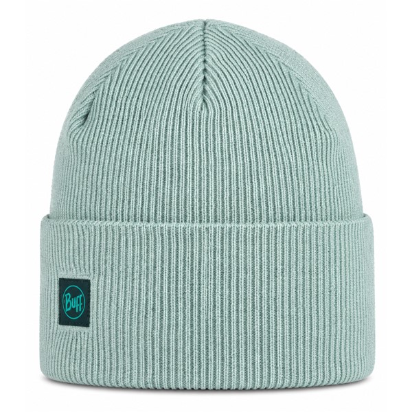 Originalna športna kapa BUFF® CrossKnit Beanie Aqua Haze v svežem svetlo modrem odtenku. Funkcionalna pletena kapa s hitro sušečo konstrukcijo in odsevnimi elementi, primerna za tek, pohodništvo, rekreacijo ter vsakodnevno uporabo v hladnejšem vremenu.