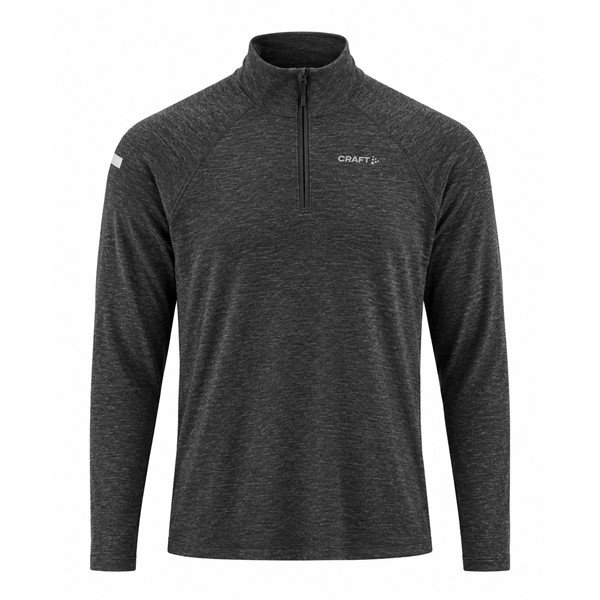 Originalna moška funkcionalna tekaška majica CRAFT ADV Wool LS Tee 3 M Black/Melange v črni melanž barvi. Izdelana iz 80 % recikliranega poliestra in 20 % merino volne. Mehka funkcionalna jersey tkanina zagotavlja prijetno toplotno udobje in učinkovito odvajanje vlage. Visok ovratnik z zadrgo omogoča prilagajanje prezračevanja, mrežasti panel na hrbtu izboljšuje pretok zraka, odsevni detajli na rokavih in oprijemala za palec pa zagotavljajo dodatno praktičnost pri teku v hladnejšem vremenu.