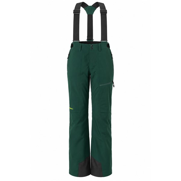 Moške smučarske hlače ELAN DEMO 3L MEN PANTS VIKA z vodnim stolpcem 20.000 mm in zračnostjo 30.000 g/m²/24 h. Trislojna hardshell konstrukcija, poliestrski material Ripstop, dolge prezračevalne zadrge na zadnji strani hlačnic, nastavljiv pas, snemljive naramnice, trije žepi in notranje snežne gamaše zagotavljajo visoko funkcionalnost med aktivnim smučanjem.