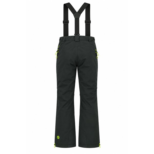 Moške smučarske hlače ELAN PADDED BLACK z vodnim stolpcem 20.000 mm in zračnostjo 30.000 g/m²/24 h. Tehnična membrana Tritech, zunanji material in podloga iz 100 % poliestra ter toplotno izolacijsko polnilo iz 60 % poliestra in 40 % volne zagotavljajo zaščito, toploto in udobje med smučanjem.