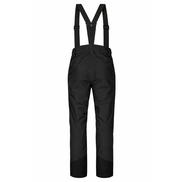 Moške smučarske hlače HALTI Carvey II DX Black v klasični črni barvi P99 Black. Tehnični material DrymaxX LN 4-Way Stretch zagotavlja vodni stolpec 15.000 mm in zračnost 15.000 g/m²/24 h, izolacija Microtherm Dynamic 40 g pa prijetno toplotno zaščito. Hlače imajo snemljive naramnice, nastavljiv pas, popolnoma lepljene šive, notranje snežne gamaše, ojačitve Stretch Cordura in praktične žepe z zadrgo.