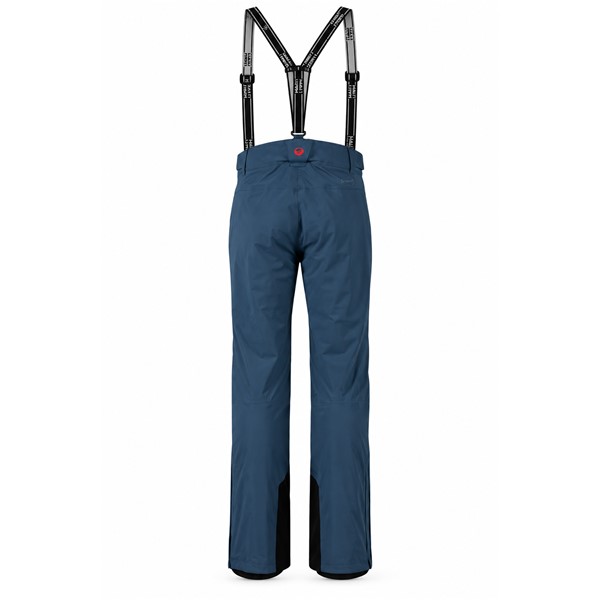 Moške smučarske hlače HALTI Lasku BIG DIPPER BLUE z vodnim stolpcem 15.500 mm in zračnostjo 17.000 g/m²/24 h. Membrana DrymaxX Ultimate, izolacija Microtherm Dynamic 40 g, 4-smerno raztegljiv material, odstranljive naramnice, nastavljiv pas, ojačani zaključki hlačnic in notranje snežne gamaše zagotavljajo zaščito, toploto in udobje med smučanjem.