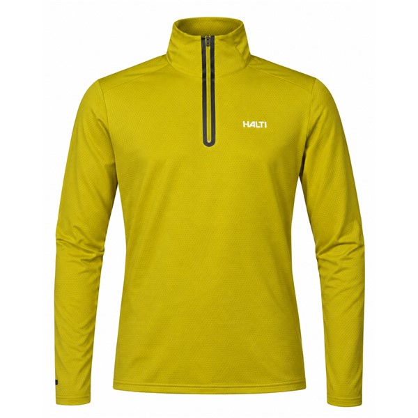 Moški tehnični smučarski puli HALTI JAAKO AVOCADO OIL GREEN v elegantni olivno zeleni barvi. Lahek material Active Dry Sport Knit iz 94 % recikliranega poliestra in 6 % elastana, mrežasto strukturirana notranjost ter visok ovratnik zagotavljajo učinkovito odvajanje vlage, zračnost in svobodo gibanja pri smučanju, pohodništvu ter drugih športnih aktivnostih.