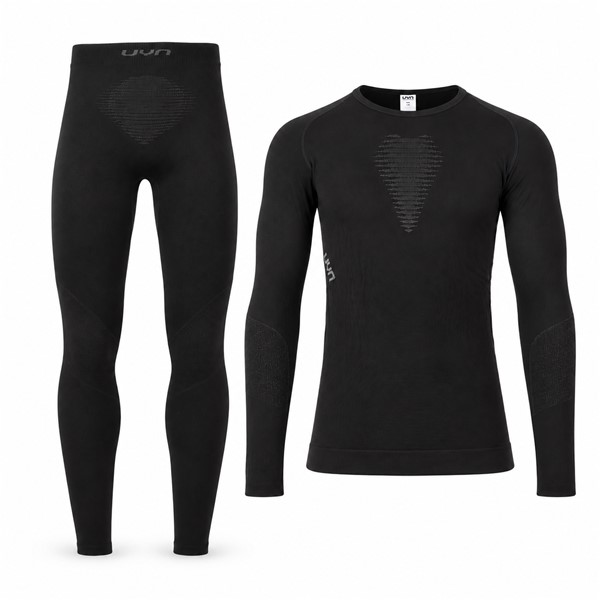 Moški termo komplet UYN VISYON 2.0 UW v črno-antracitni barvni kombinaciji BLACK/ANTHRACITE. Komplet sestavljata termo majica z dolgimi rokavi in dolge termo hlače. Ergonomska konstrukcija, aktivna termoregulacija, integrirano prezračevanje in učinkovito odvajanje vlage zagotavljajo udobje ter svobodo gibanja med smučanjem in drugimi zimskimi aktivnostmi.