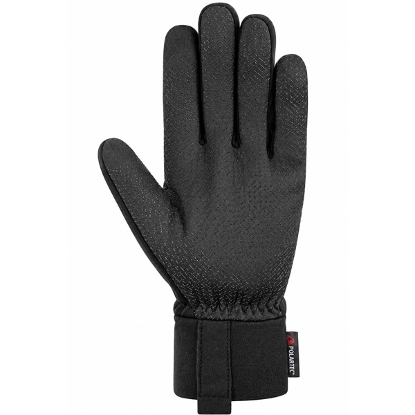 Multifunkcijske rokavice REUSCH POWER STRETCH® TOUCH-TEC™ v črni barvi BLACK iz raztegljivega in zračnega materiala Polartec® Power Stretch® s tehnologijo TOUCH-TEC™ za upravljanje zaslonov na dotik, silikonizirano dlanjo za izboljšan oprijem, oprijeto zapestno manšeto Tight Cuff in praktično zanko Pull 