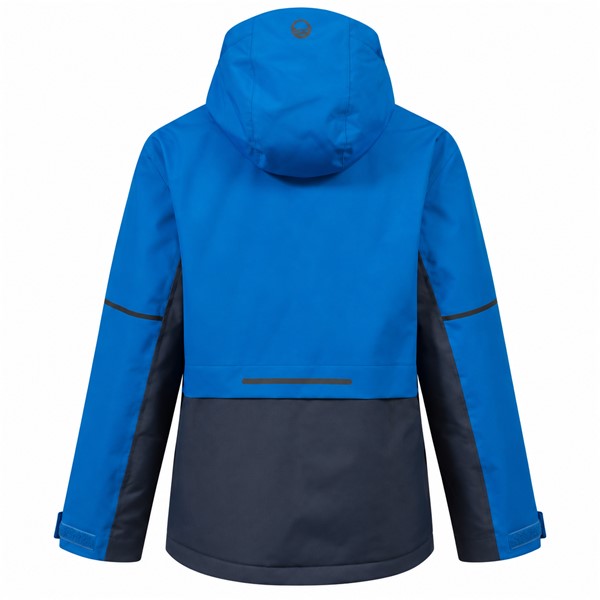 Otroška smučarska jakna HALTI PEETS SPORT BLUE v športni modri barvi. Membrana DrymaxX® zagotavlja vodni stolpec 10.000 mm in zračnost 10.000 g/m²/24 h. Izolacija Microtherm® Dynamic 120 g/m² skrbi za prijetno toploto. Jakna ima lepljene šive, snemljivo kapuco, dva stranska žepa, žep za smučarsko vozovnico, notranji prsni žep in odsevne detajle. Primerna je za smučanje, sankanje in druge zimske aktivnosti.