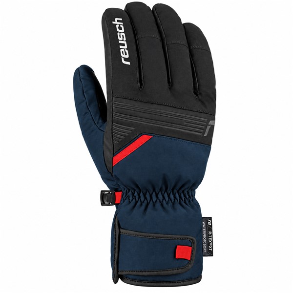 Smučarske rokavice REUSCH BRADLEY R-TEX® XT v barvni kombinaciji DRESS BLUE / FIRE RED. Nepremočljiva membrana R-TEX® XT, izolacija TecFill™, prožen Softshell Premium, dlan Quantum PU in podloga MicroActive zagotavljajo toploto, udobje in zanesljivo zaščito med smučanjem.