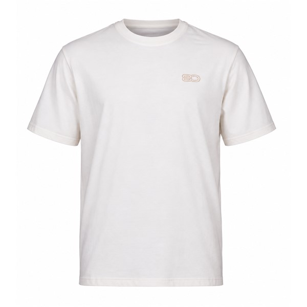 Bež unisex majica s kratkimi rokavi ELAN 80 YEARS BEIGE iz organskega bombaža z jubilejno grafiko.