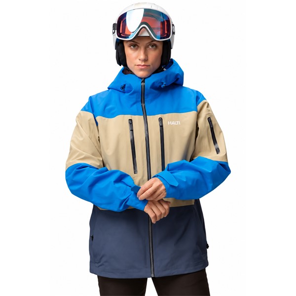 Unisex smučarska jakna HALTI Rizle 3L DX Electric Blue Lemonade v atraktivni barvni kombinaciji G34. Napredna trislojna membrana DrymaxX Nano zagotavlja vodni stolpec 25.000 mm in zračnost 20.000 g/m²/24 h. Jakna ima dodatne toplotne panele PrimaLoft Thermo Fleece, popolnoma lepljene šive, prezračevanje pod pazduhami, vodoodbojne zadrge, nastavljivo kapuco in notranjo snežno zaščito.