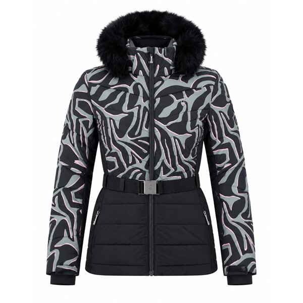 Ženska smučarska jakna AULP CAPRI AO WILD FLORA z vodoodporno in zračno membrano, toplotno izolacijo do 300 g, raztegljivimi softshell vložki, odstranljivo kapuco, snežnim krilom in elegantnim ženskim krojem. Izrazit cvetlični vzorec in sijoča zunanja tkanina zagotavljata sodoben športni videz.