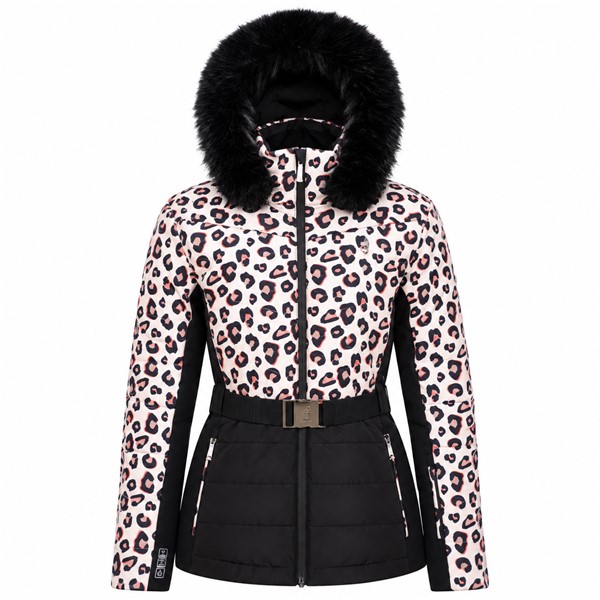 Elegantna ženska smučarska jakna AULP CAPRI LEOPARD z atraktivnim leopardjim vzorcem in poudarjenim pasom. Zunanji material zagotavlja nepremočljivost in zračnost 15K/15K, bogata sintetična izolacija do 300 g pa poskrbi za prijetno toploto. Jakna ima raztegljive softshell vstavke, snemljivo kapuco z umetnim krznom, snežno manšeto, notranje Lycra manšete in praktične žepe.