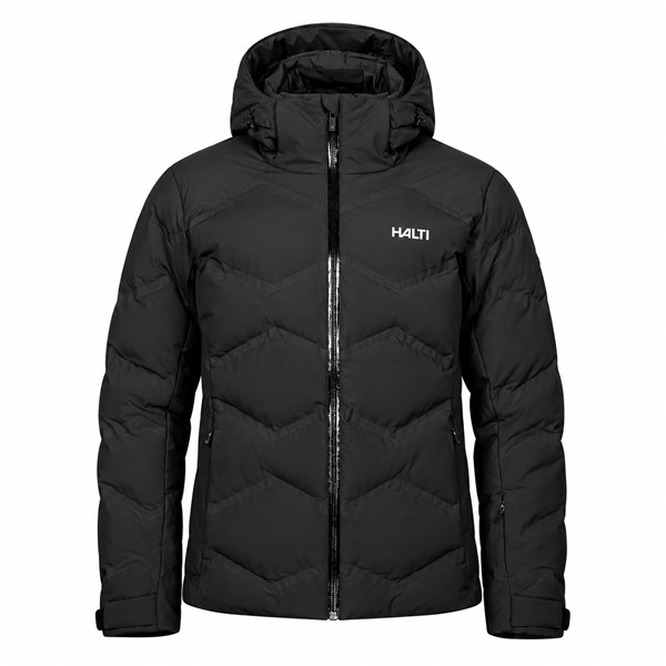 Ženska smučarska puhovka HALTI Nordic Arcty II Black v elegantni črni barvi P99 Black. Napredna brezšivno varjena izolacijska konstrukcija Microtherm Arcty, sintetična izolacija Microtherm Thermofill iz 100 % recikliranega poliestra in vodoodporen material X-Welded zagotavljajo učinkovito zaščito pred mrazom in vlago. Jakna ima vodni stolpec 15.000 mm, zračnost 15.000 g/m²/24 h, fiksno nastavljivo kapuco, prezračevalne odprtine, vodoodbojno sprednjo zadrgo in notranjo snežno zaščito.