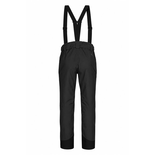 Ženske smučarske hlače HALTI Carvey II DX Black v elegantni črni barvi P99 Black. Tehnični material DrymaxX LN 4-Way Stretch zagotavlja vodni stolpec 15.000 mm in zračnost 15.000 g/m²/24 h, izolacija Microtherm Dynamic 40 g pa učinkovito toplotno zaščito. Hlače imajo snemljive naramnice, nastavljiv pas, popolnoma lepljene šive, notranje snežne gamaše, ojačitve Stretch Cordura in stegenski žep z vodoodbojno zadrgo.