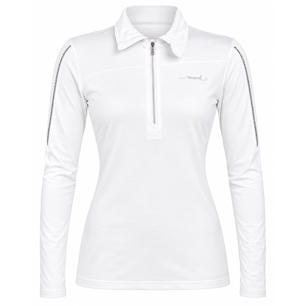 Ženski smučarski puli REUSCH DELUXE WHITE/SILVER v elegantni beli barvi s srebrnimi poudarki. Material iz 95 % poliestra in 5 % elastana, višji ovratnik ter praktična zadrga omogočajo udobje, raztegljivost in svobodo gibanja pri smučanju ter drugih zimskih aktivnostih.