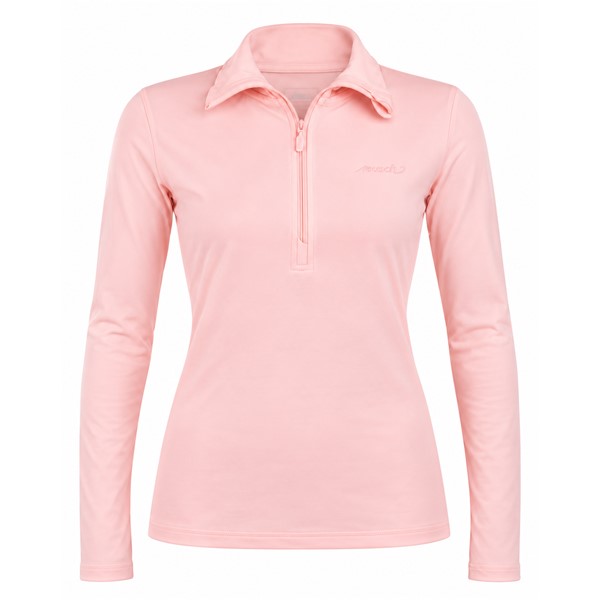Ženski smučarski puli REUSCH PREMIUM PINK v elegantni puder roza barvi. Mehak material iz 95 % bombaža in 5 % elastana, udoben višji ovratnik in praktična kratka zadrga zagotavljajo prijetno toploto, svobodo gibanja ter vsestransko uporabnost pri smučanju in v prostem času.