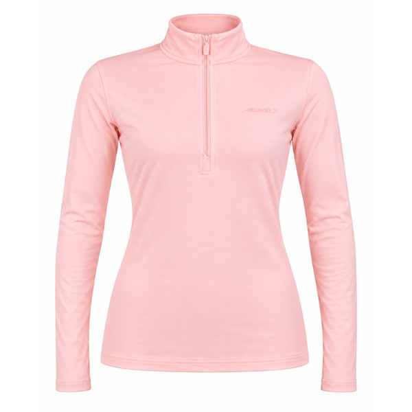 Ženski smučarski puli REUSCH PREMIUM PINK v elegantni puder roza barvi. Mehak material iz 95 % bombaža in 5 % elastana, udoben višji ovratnik in praktična kratka zadrga zagotavljajo prijetno toploto, svobodo gibanja ter vsestransko uporabnost pri smučanju in v prostem času.