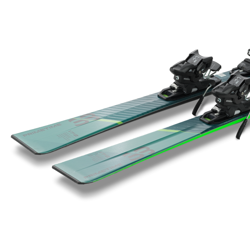 Vsestranske karving smuči Elan Primetime 33 25/26 s profilom Amphibio, tehnologijo PowerMatch in pripadajočimi vezmi EM 11.0 GW Fusion X.