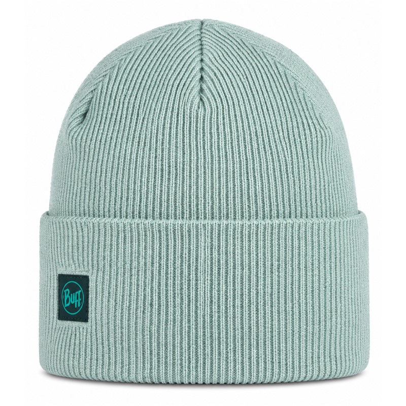 Originalna športna kapa BUFF® CrossKnit Beanie Aqua Haze v svežem svetlo modrem odtenku. Funkcionalna pletena kapa s hitro sušečo konstrukcijo in odsevnimi elementi, primerna za tek, pohodništvo, rekreacijo ter vsakodnevno uporabo v hladnejšem vremenu.