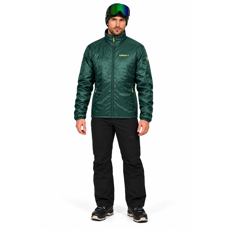 Moška obojestranska izolacijska jakna ELAN DEMO JACKET REVERSIBLE z lahkim polnilom DuPont Sorona 60 g. Izdelana je iz poliestrske tkanine Ripstop z recikliranimi vlakni in prijetnim občutkom bombaža na otip. Vodoodbojna obdelava DWR brez PFC zagotavlja dodatno zaščito pred rahlim dežjem in snegom. Jakna ima dva stranska žepa in omogoča obojestransko nošenje. Primerna je kot samostojna prehodna jakna ali dodatni izolacijski sloj pod trislojno smučarsko jakno.