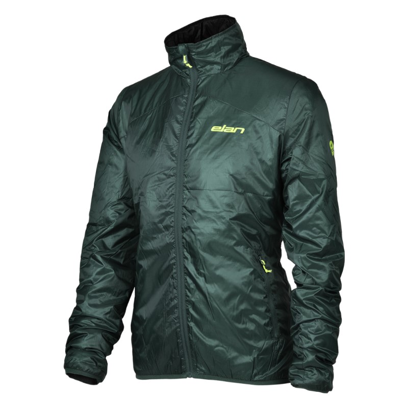 Moška obojestranska izolacijska jakna ELAN DEMO JACKET REVERSIBLE z lahkim polnilom DuPont Sorona 60 g. Izdelana je iz poliestrske tkanine Ripstop z recikliranimi vlakni in prijetnim občutkom bombaža na otip. Vodoodbojna obdelava DWR brez PFC zagotavlja dodatno zaščito pred rahlim dežjem in snegom. Jakna ima dva stranska žepa in omogoča obojestransko nošenje. Primerna je kot samostojna prehodna jakna ali dodatni izolacijski sloj pod trislojno smučarsko jakno.