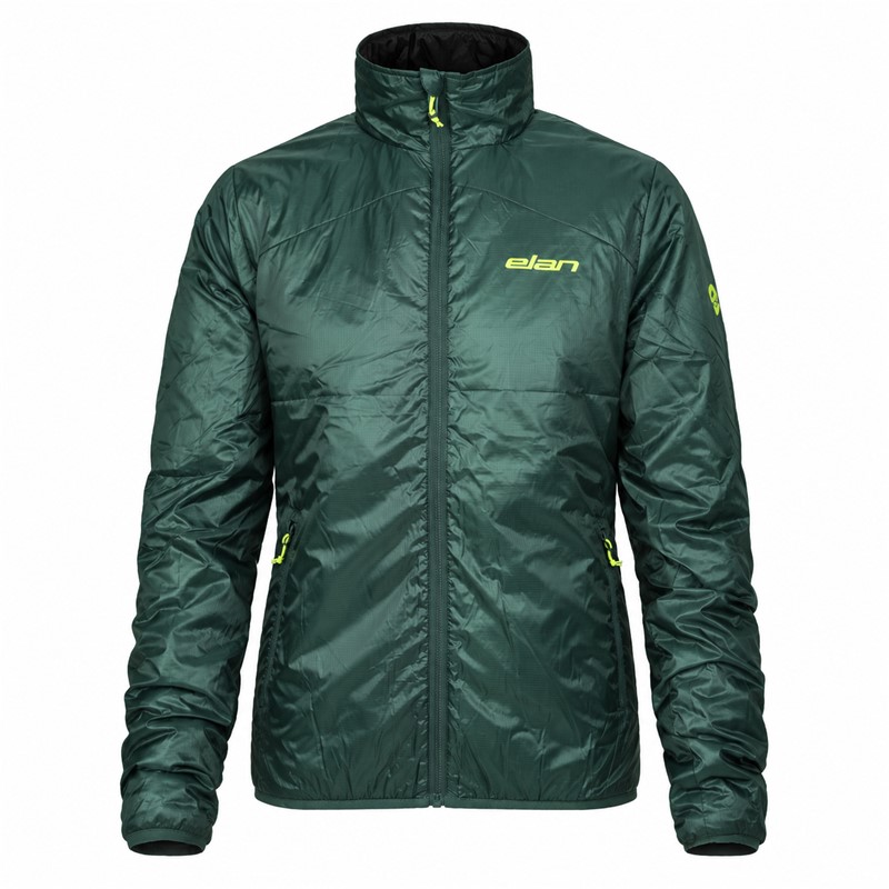 Moška obojestranska izolacijska jakna ELAN DEMO JACKET REVERSIBLE z lahkim polnilom DuPont Sorona 60 g. Izdelana je iz poliestrske tkanine Ripstop z recikliranimi vlakni in prijetnim občutkom bombaža na otip. Vodoodbojna obdelava DWR brez PFC zagotavlja dodatno zaščito pred rahlim dežjem in snegom. Jakna ima dva stranska žepa in omogoča obojestransko nošenje. Primerna je kot samostojna prehodna jakna ali dodatni izolacijski sloj pod trislojno smučarsko jakno.