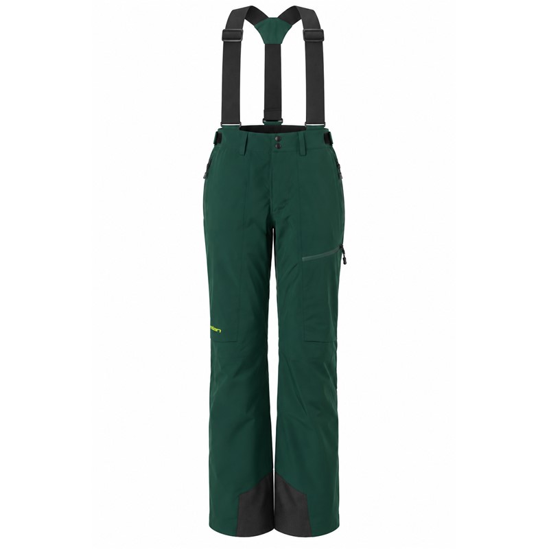 Moške smučarske hlače ELAN DEMO 3L MEN PANTS VIKA z vodnim stolpcem 20.000 mm in zračnostjo 30.000 g/m²/24 h. Trislojna hardshell konstrukcija, poliestrski material Ripstop, dolge prezračevalne zadrge na zadnji strani hlačnic, nastavljiv pas, snemljive naramnice, trije žepi in notranje snežne gamaše zagotavljajo visoko funkcionalnost med aktivnim smučanjem.