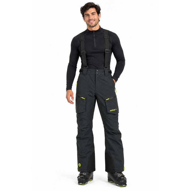 Moške smučarske hlače ELAN PADDED BLACK z vodnim stolpcem 20.000 mm in zračnostjo 30.000 g/m²/24 h. Tehnična membrana Tritech, zunanji material in podloga iz 100 % poliestra ter toplotno izolacijsko polnilo iz 60 % poliestra in 40 % volne zagotavljajo zaščito, toploto in udobje med smučanjem.