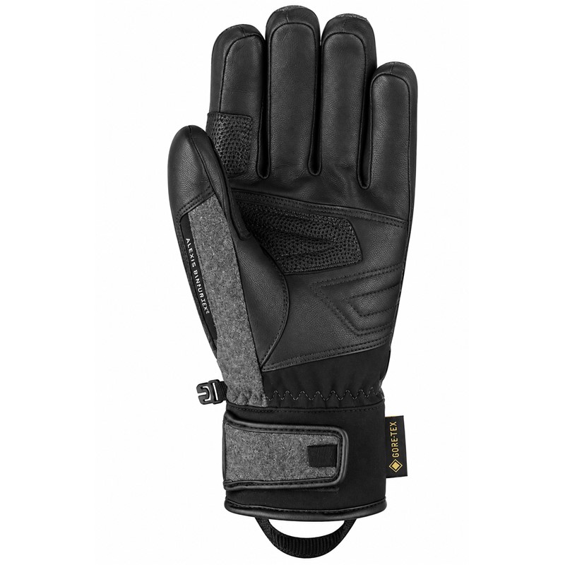 Moške smučarske rokavice REUSCH ALEXIS PINTURAULT GTX   GORE GRIP TECHNOLOGY v barvni kombinaciji BLACK / GREY ALPINE MELANGE. Nepremočljiva membrana GORE-TEX®, tehnologija Gore Grip, izolacija PrimaLoft® Silver Bio™, kakovostno kozje usnje in dodatne ojačitve zagotavljajo toploto, natančen oprijem ter udobje pri športnem smučanju.