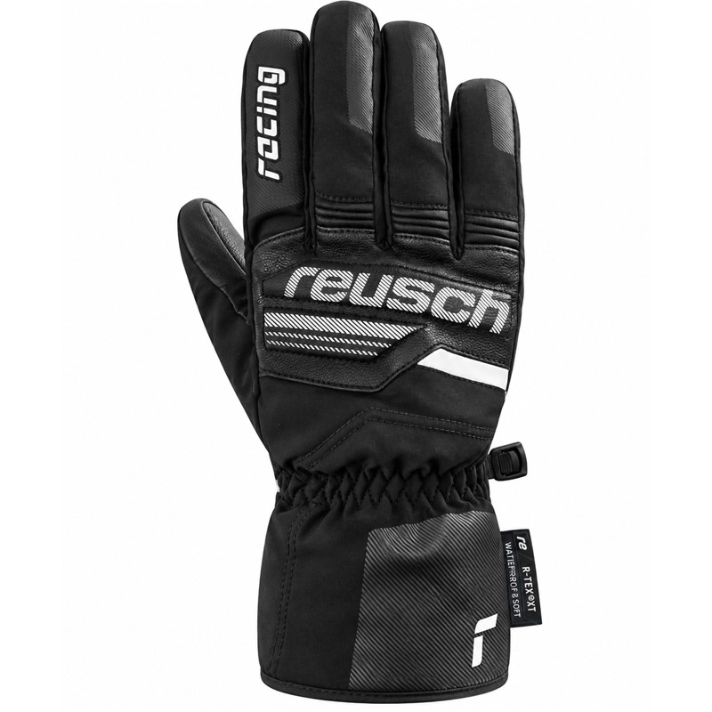 Moške smučarske rokavice REUSCH SKI RACE VC R-TEX® XT v črno-beli barvni kombinaciji. Nepremočljiva in zračna membrana R-TEX® XT, sintetična izolacija R-LOFT™, dlan Quantum PU, mehka zaščita členkov in prstov, podloga MicroActive ter nastavljivo zapenjanje na ježka zagotavljajo toploto, udobje in športen videz med smučanjem.