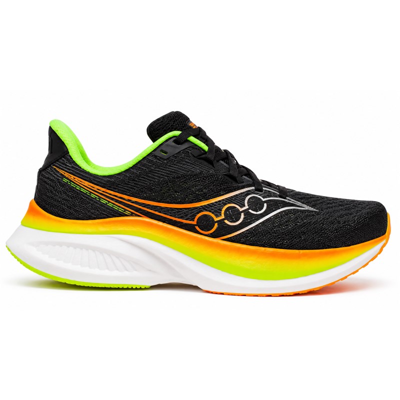 Hitre in odzivne moške tekaške superge Saucony Endorphin Speed 5 s PWRRUN PB peno, poltogo najlonsko ploščo in SPEEDROLL tehnologijo za tempo treninge in tekmovanja.