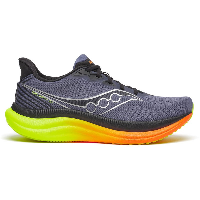 Premium moške tekaške superge Saucony Triumph 23 s peno PWRRUN PB, SRS vložkom in trpežnim XT-900 podplatom za udobne vsakodnevne in dolge cestne teke.