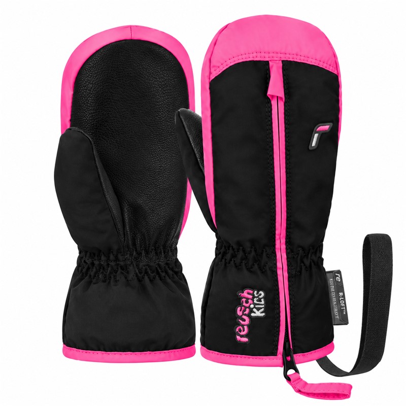 Otroške smučarske rokavice REUSCH BEN MITTEN v barvni kombinaciji BLACK / KNOCKOUT PINK. Izjemno topla izolacija R-LOFT™, dolga zadrga za enostavno oblačenje, dlan Quantum PU, podloga MicroActive in varnostni trak proti izgubi zagotavljajo toploto, udobje ter praktičnost med zimskimi aktivnostmi najmlajših.