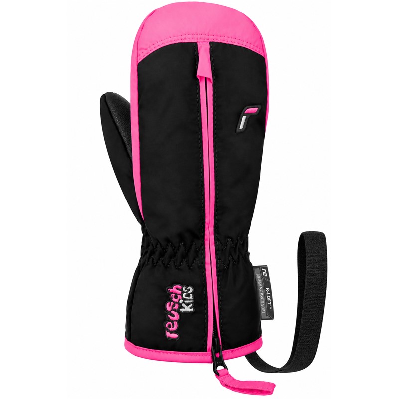 Otroške smučarske rokavice REUSCH BEN MITTEN v barvni kombinaciji BLACK / KNOCKOUT PINK. Izjemno topla izolacija R-LOFT™, dolga zadrga za enostavno oblačenje, dlan Quantum PU, podloga MicroActive in varnostni trak proti izgubi zagotavljajo toploto, udobje ter praktičnost med zimskimi aktivnostmi najmlajših.