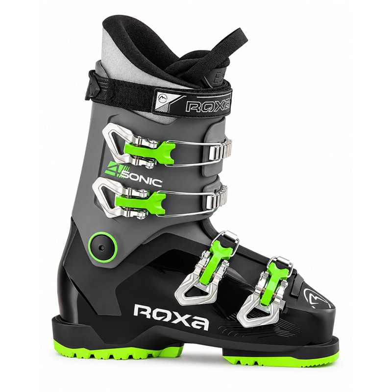 ROXA SONIC 4 ALPINE so udobni in stabilni otroški smučarski čevlji s štirimi aluminijastimi zaponkami, anatomsko oblikovanim kopitom BioFit 102 mm, sistemom Easy Entry in notranjim čevljem Junior Comfort.