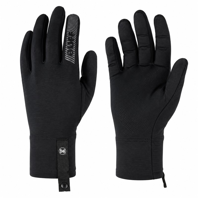 Originalne tehnične rokavice BUFF® ThermoNet® G Ther Black v klasični črni barvi. Lahka in funkcionalna konstrukcija s tehnologijo ThermoNet®, toplotno zaščito, dobrim oprijemom in ergonomsko zasnovo. Primerne za tek, pohodništvo, nordijsko hojo, sprehode in vsakodnevne aktivnosti v hladnejšem vremenu.