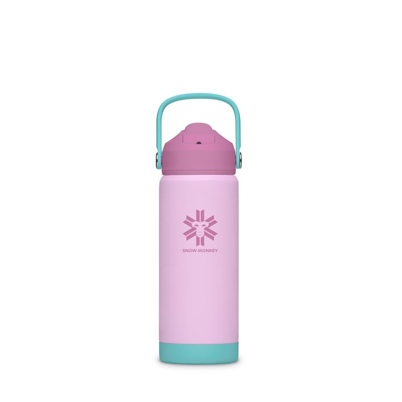 SNOWMONKEY KIDS 530 ml lila otroška termovka s slamico za varno in brezskrbno hidracijo.
