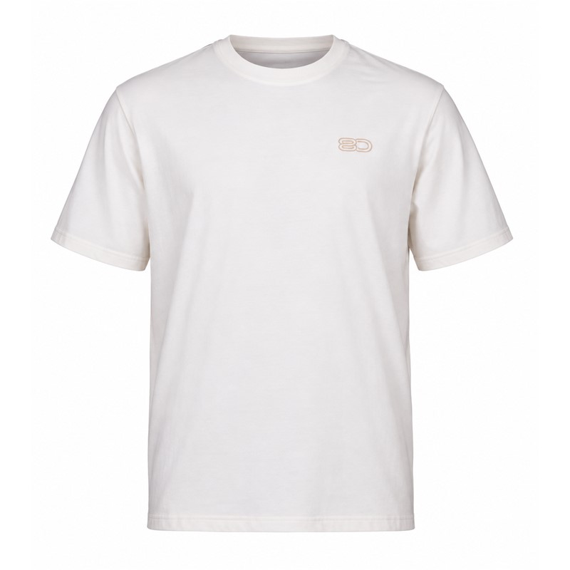 Bež unisex majica s kratkimi rokavi ELAN 80 YEARS BEIGE iz organskega bombaža z jubilejno grafiko.