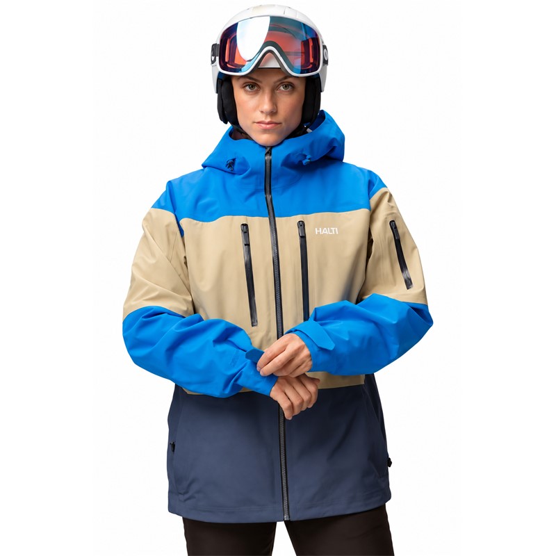 Unisex smučarska jakna HALTI Rizle 3L DX Electric Blue Lemonade v atraktivni barvni kombinaciji G34. Napredna trislojna membrana DrymaxX Nano zagotavlja vodni stolpec 25.000 mm in zračnost 20.000 g/m²/24 h. Jakna ima dodatne toplotne panele PrimaLoft Thermo Fleece, popolnoma lepljene šive, prezračevanje pod pazduhami, vodoodbojne zadrge, nastavljivo kapuco in notranjo snežno zaščito.