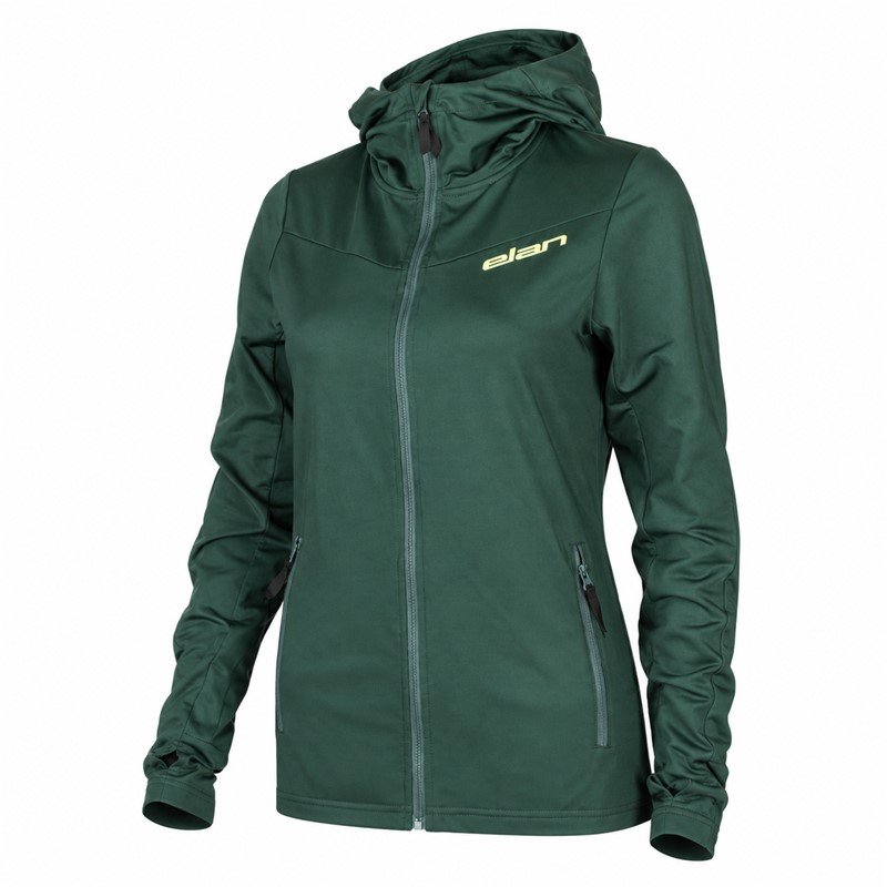 Ženska športna jopica ELAN DEMO W 2L FLEECE JACKET je izdelana iz toplega in elastičnega materiala Powerfleece s sestavo 95 % poliester in 5 % elastan. Opremljena je z dvema stranskima žepoma in funkcionalnima odprtinama za palca na rokavih. Primerna je za smučanje, pohodništvo, sprehode, prosti čas in uporabo kot srednji izolacijski sloj pod smučarsko jakno.