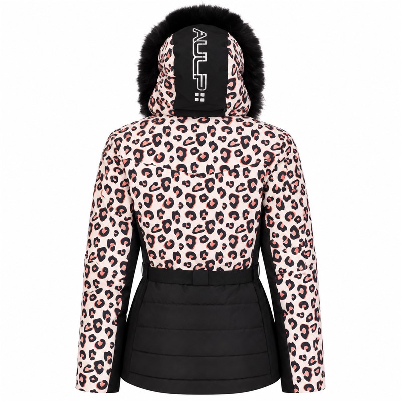 Elegantna ženska smučarska jakna AULP CAPRI LEOPARD z atraktivnim leopardjim vzorcem in poudarjenim pasom. Zunanji material zagotavlja nepremočljivost in zračnost 15K/15K, bogata sintetična izolacija do 300 g pa poskrbi za prijetno toploto. Jakna ima raztegljive softshell vstavke, snemljivo kapuco z umetnim krznom, snežno manšeto, notranje Lycra manšete in praktične žepe.