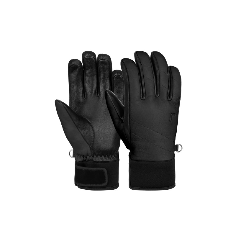 Ženske smučarske rokavice REUSCH JULIETTE v klasični črni barvi BLACK. Vrhunsko naravno ovčje usnje, izolacija PrimaLoft® Gold, mehka podloga MicroActive in eleganten oprijet zaključek Tight Cuff zagotavljajo izjemno toploto, udobje in prefinjen športni videz.