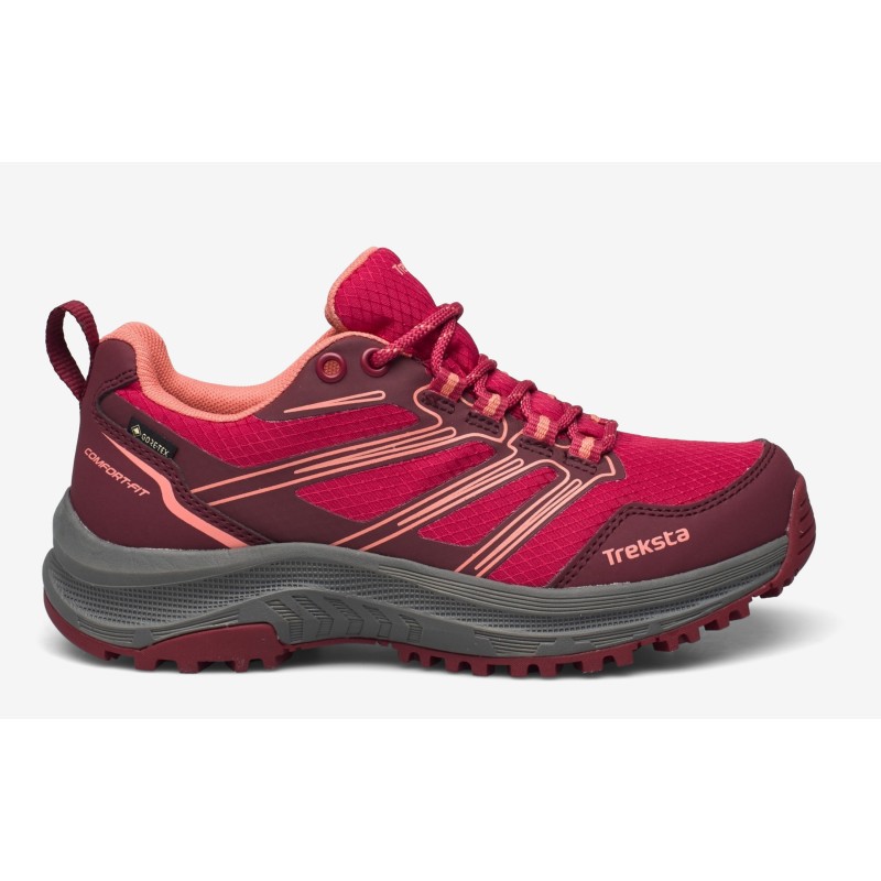 Ženski pohodni čevlji TREKSTA LARVIK LOW LACE GTX so zasnovani z širšim prileganjem in imajo vodoodporno GORE-TEX membrano, ki ohranja stopala suha v vseh vremenskih razmerah.