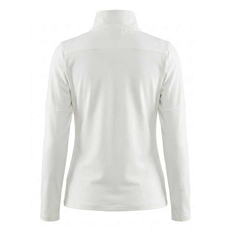 Ženski smučarski puli REUSCH PREMIUM WHITE v elegantni belo-srebrni barvni kombinaciji. Mehak material iz 95 % bombaža in 5 % elastana, udoben višji ovratnik in praktična kratka zadrga zagotavljajo prijetno toploto, svobodo gibanja in vsestransko uporabnost pri smučanju ter v prostem času.