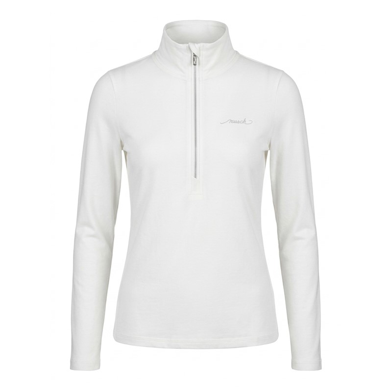 Ženski smučarski puli REUSCH PREMIUM WHITE v elegantni belo-srebrni barvni kombinaciji. Mehak material iz 95 % bombaža in 5 % elastana, udoben višji ovratnik in praktična kratka zadrga zagotavljajo prijetno toploto, svobodo gibanja in vsestransko uporabnost pri smučanju ter v prostem času.